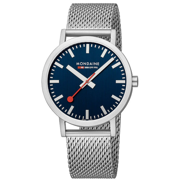 Mondaine Official Swiss Railways Classic Deep Blue 40mm Watch - Twin Flame Collections